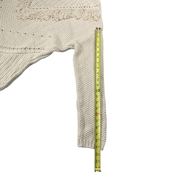 H&M Bohemian Chunky Fringe Sweater M Cream Boho Casual Artsy Relaxed Neutral - Picture 6 of 8